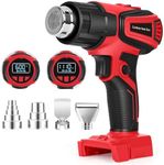Cordless Heat Gun Compatible with Milwaukee M18 Battery, Fast Heating Variable Temp (122°F~1112°F) Hot Gun LCD Display and 4 Nozzle for Shrink Tubing, Resin, DIY(No Battery, Not Made by Milwaukee)