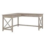 Bush Furniture Key West 60W Modern Farmhouse L Shaped Desk in Washed Gray 60-Inch Corner Table for Home Office