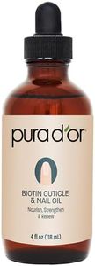 PURA D'OR Organic Nail and Cuticle Oil (4oz) Nourishing Treatment with Dropper - Natural Blend Enriched with Biotin, Vitamin E, Milk for Nail Growth, Healthy Nail Beds and Great for Acrylic Nails