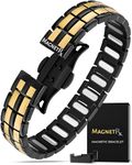 MagnetRX® Magnetic Bracelets for Men — EllipseMAX 5X Strength 5,000 Gauss Magnets — Designed in USA & Patent Pending — Premium Titanium Mens Magnetic Bracelet & Adjustable Length (Black/Gold)