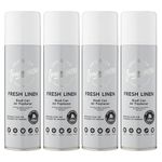 Designer Fragrances 4 Pack Fresh Linen Air Freshener Blast Cans - For Home & Vehicles – Natural Oils, Luxury Lasting Smell, Dry Mist Quick Release Spray – Deodorise & Neutralise Odours – 300ml