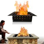 FEBTECH - Smokeless Firepit Ring Insert Square - 32" OD & 24" ID - 2MM Steel Square Fire Ring with Air Vents - Smokeless Bonfire Liner with Easy Assembly for Outdoor Wood Burning Fireplace and Bonfire