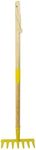 Xifando Small Garden Rake with Wooden Handle-7 Iron Tines Matal Head Rake Tool for Kids Loosening Soil Gathering Leaf (Yellow)