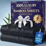 DECOLURE 100% Organic Bamboo Viscose Sheets Full Size 4 pcs - Ultra Soft & Luxuriously Cooling, 16" Deep Pocket, Double Stitching, Perfect for Hot Sleepers - Luxury Full Bed Sheets Set (Black)