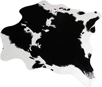 (Cow-5.2x4.6 Ft) - MustHome Cute Cow Print Rug 1.6m x 1.4m Black and White Faux Cowhide Rugs Animal Printed Area Rug Carpet for Home