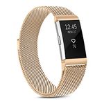 Oumida for Fitbit Charge 2 Straps for Women Men,Replacement Metal Strap for Fitbit Charge 2 Replacement Strap, Adjustable Wristbands with Magnet Lock for Fitbit Charge 2(Rose Gold,S)