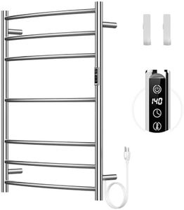 DOKKOME Towel Warmer Rack, 7 Bars Wall Mounted Towel Heater Towel Warmer with Timer and LED Indicator for Bathroom Hard-Wired/Plug-in Towel Drying Rack (7 Bars-Polished)