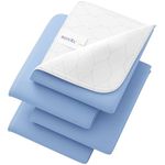 Royal Care 4 Large Pack 34x36 Washable Bed Pads/Reusable Incontinence Underpads Mattress Protector for Adults, Kids and Pets - Blue