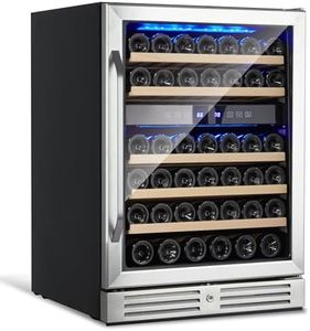 GarveeTech 46 Bottle Wine Cooler Refrigerator, 24 Inch Dual Zone Built-in Wine Fridge, Under Counter Wine Cellar, Double-Layer Tempered Glass Door with Lock, Digital Temperature Control