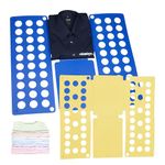 Relaxdays Clothes Folding Board, Set of 2, T-Shirt Folder XXL, Laundry Organiser, Kids & Adults, Blue/Yellow