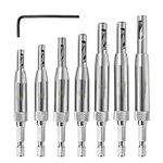 Saiper 7pcs HSS Door Self Centering Hinge Hole Opening Drill Bit Set, 1/4" Hex Shank Doors Cabinet Hinge Drill Bits Tool Set (5/64'', 7/64'', 9/64'', 11/64'', 5mm, 13/64'', 1/4'')