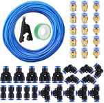 NORJIN 8mm OD 5mm ID Polyurethane PU Air Hose Pipe Tube Kit, 100ft/32M High Flexibility Pneumatic Tubing Air Line Tubing, Blue