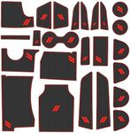 REMOCH Fits Dodge Charger Accessories 2015-2023, Cup Holder Insert Center Console Shifter Liner Trim Interior Door Pocket Mats Pad (26pcs Set, Red Trim)