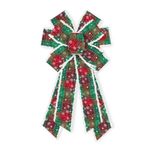 ABTOLS Large Christmas Bows for Wreath, Red Green Buffalo Plaid Wreath Bows Christmas Vintage Velvet Bows for Front Door, Xmas Snowflake Burlap Tree Topper Bows for Christmas Indoor Outdoor Decor