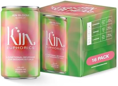 Kin Euphorics Kin Bloom Non-Alcoholic Functional Beverage | All day rosé | Elevate Your Mind & Spirit | Prebiotic | L-Theanine, Schisandra, Damiana | Strawberry, White Grape, Oak, Rosemary Citrus | Ready to Drink | 8 Fl Oz (16pk)