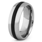 8MM Tungsten Carbide Black Resin Strip Inlay Wedding Band Ring, Size U 1/2