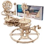 UGEARS Mechanical Tellurion 3D Puzzle Earth and Moon Jigsaw 3D Wooden Puzzles for Adults - Model Kits for Adults - Educational Solar System Model Kit - DIY Rotating Planetarium