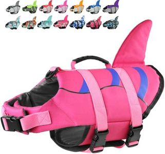 Doglay Dog Life Jacket, Ripstop Cute Shark Dog Life Jacket with Superior Buoyancy and Rescue Handle, Adjustable Dog Life Vests for Swimming Boating, Pet Flotation Vest for Small Medium Large Dogs
