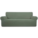 Easy-Going Stretch Sofa Slipcover Couch Sofa Cover Furniture Protector Soft with Elastic Bottom for Kids Spandex Jacquard Fabric Small Checks(Sofa Large,Greyish Green)