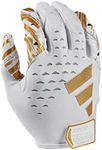 adidas Adizero 13 Football Receiver Gloves, White/Metallic Gold, Large