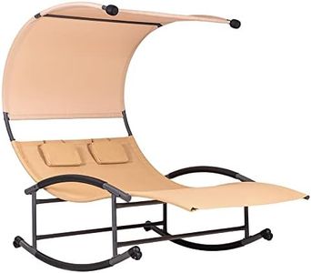Hortan Lettino 2 Posti Con Struttura Prendisole In Acciaio, Seduta Ergonomica In Textilene e Tetto Parasole, Per Arredo Giardino, Terrazzo e Piscina