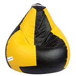 Skyshot Classic Bean Bag Filled with Beans/Fillers (XL, Black & Yellow)