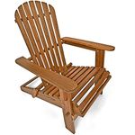 CASARIA® Adirondack Garden Chair | Acacia Wood | Foldable | Rounded Armrests, High Back and Extra Wide Seat | Ergonomic Outdoor Patio Deck Furniture | Brown