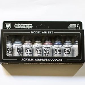 Vallejo 71176 Model Air Metallic Colors 8 Colour Acrylic Airbrush Paint Set