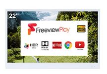 Soulaca 22inch Smart LED White TV for Bathroom,1080P Waterpoof with Wi-Fi and Bluetooth, Integrated with Speaker Android 14.0 System,W22