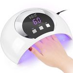 UV LED Nail Lamp, LKE 54W Nail Dryer Gel Nail Curing Lamp UV Light for Gel Nails with 3 Timers LCD Display Smart Sensor USB Plug for Fingernail Toenail (White)