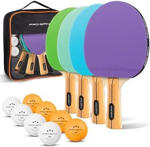 PRO SPIN Ping Pong Paddles - High-Performance Set with Premium Table Tennis Rackets, 3-Star Ping Pong Balls, Compact Storage Case (4-Player Set, Purple/Blue/Mint/Green)
