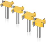 Mesee 4 Pieces CNC Spoilboard Surfacing Router Bits, 1/2 Inch Shank 4-Wings Rabbet Slot Router Bit Set Surface Slab Flattening Slotting Cutter Woodworking Planer Grooving Milling Cutting Tools