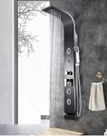 B Backline Wall Mount Shower Panel for Bathroom Full Set | 4 In 1 Shower System | Overhead Waterfall Shower | 3 Body Jet | Hand Shower | Shower Panel for bathrooms (Black Glossy)