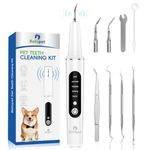 Dog Toothbrush Kit, Dog Plaque Remover for Teeth, Dental Tools to Remove Plaque and Tartar, 5 Modes Pet Ultrasonic Tooth Cleaner, Safe for Dog and Cat with LED Light, White