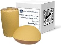 Benchmark Abrasives PSA Gold 5 Inch Self Adhesive Sanding Discs w/Aluminum Oxide Grains DA Sandpaper - 5 Inch Sanding Discs Roll - Surface Blending, Automotive, Orbital Sanders (100 Discs), 220 Grit