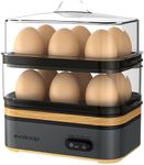 Evoloop Rapid Egg Cooker Electric 12 Eggs Capacity, Soft, Medium, Hard Boiled, Poached, Omelet Maker Egg Poacher & Vegetable Steamer, BPA Free Tray(Grey)