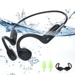 HIFI WALKER Bone Conduction Headphones Bluetooth 5.3 with MP3 Player Built-in 32GB Memory, IPX8 Waterproof Swimming Headphones Open-Ear Sports Headset with Mic & Voice Control for Running, Cycling