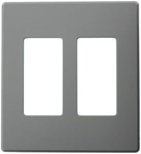 Leviton AWP00-20G Wallplate for Renoir II Architectural Wall Box Dimmer, Fins Removed, 2 Narrow Dimmers Supported, Gray