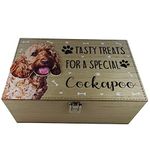 Dog Breeds Treats Box Food Storage Container Holder Biscuits Barrel Wood Box 20 Dog Breeds Available (Cockapoo 77000)