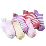 MOMISY Baby Girl Boys Non Slip Socks Kids Toddlers Infant Cotton Stretch Anti-Slip -6 Pairs (DottedFemale-Striped, 1 to 3 years)