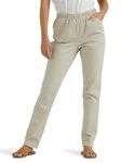 chic classic collection Women's Stretch Elastic Waist Pull-On Pant, Khaki Slub Twill, 18P