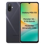 Samsung Galaxy M06 5G (Blazing Black, 4GB RAM, 64GB Storage) | MediaTek Dimensity 6300 | AnTuTu Score 422K+ | 12 5G Bands | 25W Fast Charging | 4 Gen of OS Upgrades | Without Charger