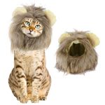 Cat Lion Mane Costume Adjustable Funny Lion Mane for Pet Costume Realistic Black Brown Lion's Mane for Most Cat(Cat)