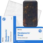 Healpsorin African Black Soap Raw - Set of 2 + Microfibre Cloth - Psoriasis, Eczema, Acne Treatment