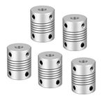 RANIT 5Pcs 5mm to 6.35mm Aluminum Alloy Shaft Coupling Flexible Coupler Motor Connector Joint L25xD19 Silver