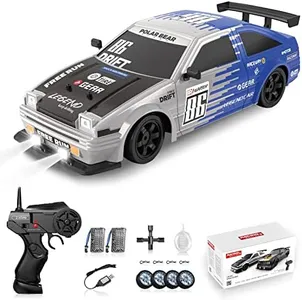 Sakeye RC Drift Car 2.4GHz 1:16 Scale 4WD High Speed Remote Control Cars Vehicle with LED Lights Two Batteries and Drifting Tires Racing Sport Toy Cars for Adults Boys Girls Kids