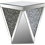 Acme Furniture Noralie 19" Square Mirrored Accent End Table in Silver and Black