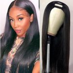 U Part Human Hair Wig Straight U Part Wig Brazilian Virgin Human Hair Wig for Black Women 150% Density Full Head Clip in Half Wig NO Glue UPart Wig Natural Color 20 Inch