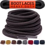 Miscly Round Boot Laces [1 Pair] Heavy Duty and Durable Shoelaces for Boots, Work Boots & Hiking Shoes (45", Black)