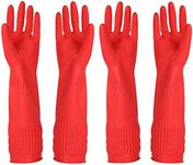 Rubber Cleaning Gloves Kitchen Dishwashing Glove 2-Pairs And Cleaning Cloth 2-Pack,Waterproof Reuseable. (Large)